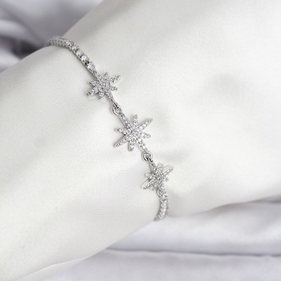 Kutup Yıldızı Model Zirkon Taşlı Gümüş Renk Su Yolu Kadın Bileklik