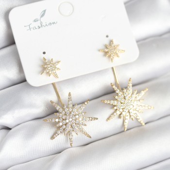 Kutup Yıldızı Model Zirkon Taşlı Pirinç Kadın Küpe