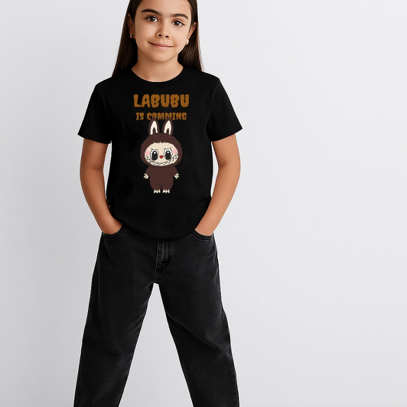 Labubu   Baskılı T-Shirt - Siyah -