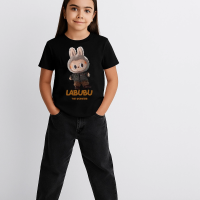 Labubu   Baskılı T-Shirt - Siyah -
