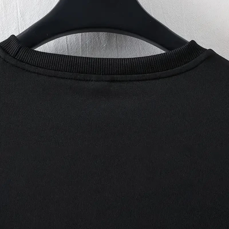 LB Ön Arka Baskılı Oversize Bisiklet Yaka Yazlık T-shirt - Siyah -