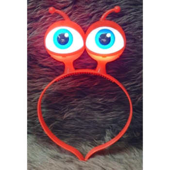 Led Işıklı & Pilli Uzaylı Göz Parti Tacı Kırmızı Renk 