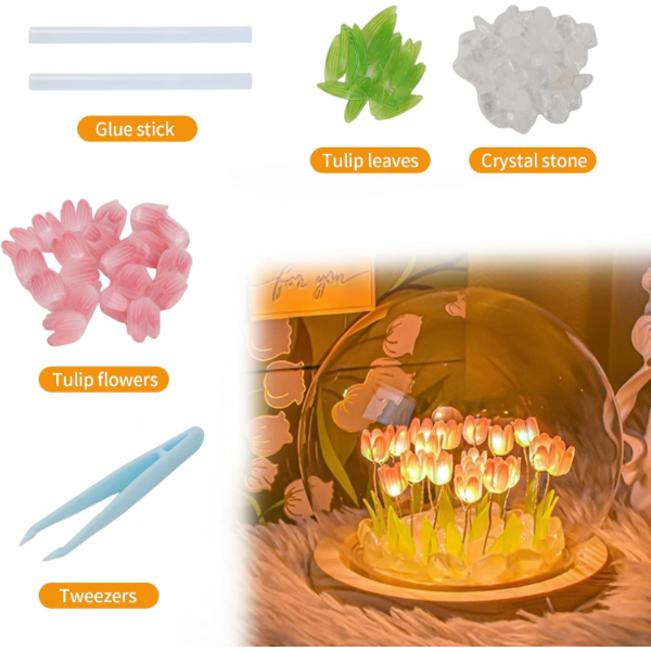 LED Işıklı Lale Cam Küre 