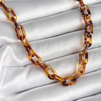 Leopar Desenli Mika Zincir Kadın Kolye