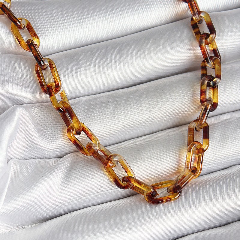 Leopar Desenli Mika Zincir Kadın Kolye