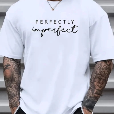 ler için Ön Arka Baskılı PERFECTLY günlük Kısa Kol tişört - Beyaz -