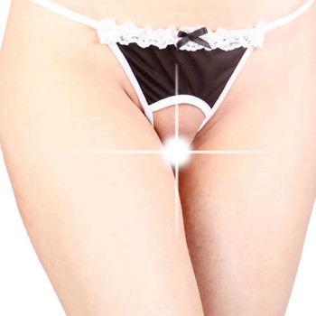 Leyna Özel Bölgesi Açık Kurdeleli Tanga TM1162 Siyah