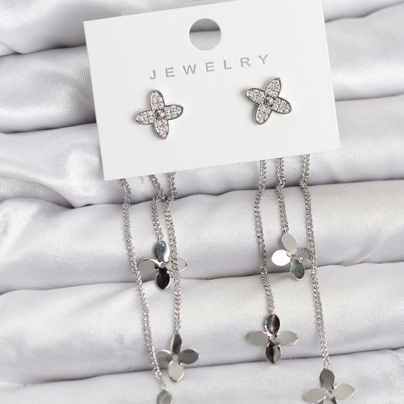 Lotus Model Gümüş Renk Pirinç Sallantılı Kadın Küpe