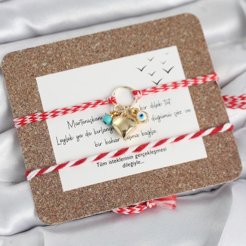 Marteniçka Bileklik 2'li Kalp ve Nazalı Model