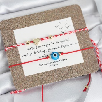 Marteniçka Bileklik 2'li Nazar ve Kalp Model