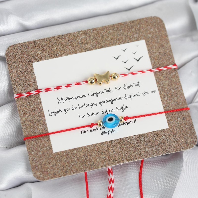 Marteniçka Bileklik 2'li Nazar ve Kelebek Model