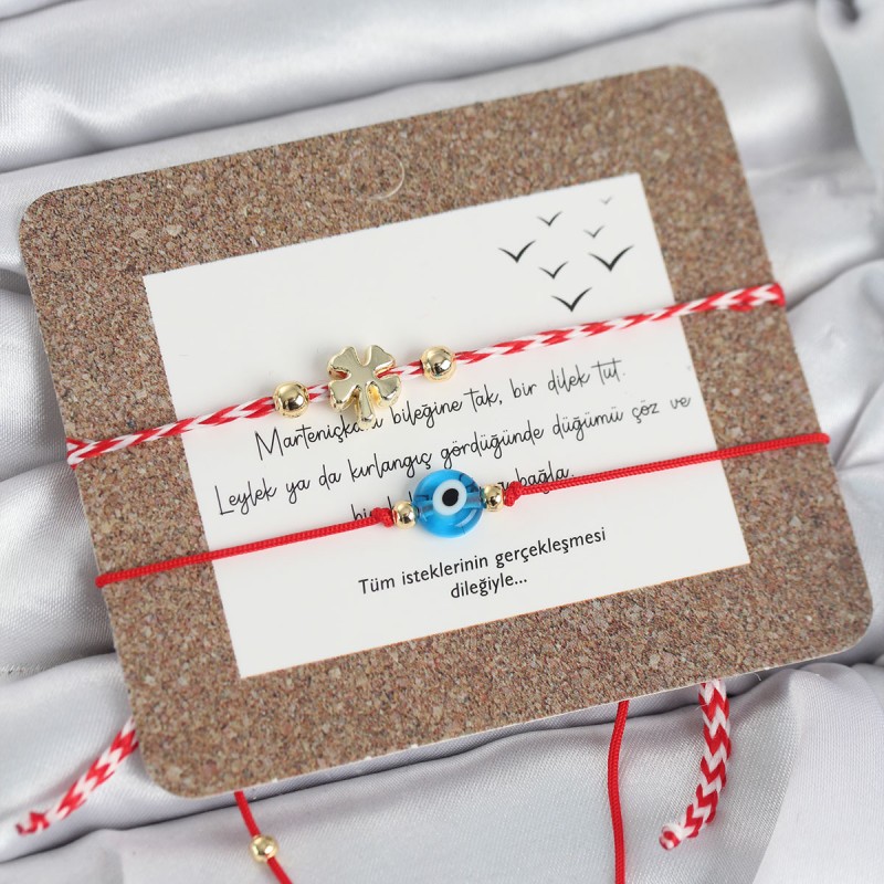 Marteniçka Bileklik 2'li Yonca ve Nazarlı Model