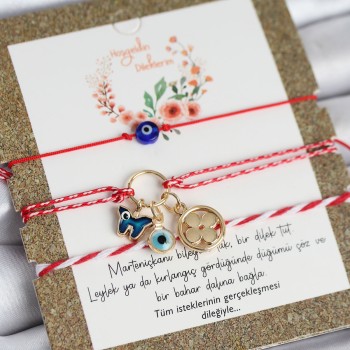 Marteniçka Bileklik 3'lü Kelebek ve Yonca Model