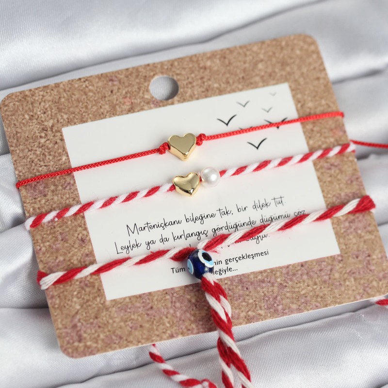 Marteniçka Bileklik 3'lü Minimal Kalp Model