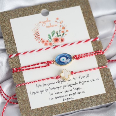 Marteniçka Bileklik 3'lü Yonca ve Nazarlı Model