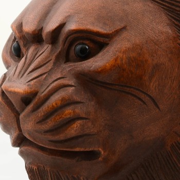 Maun Ağacı El Yapımı Dekoratif Aslan Büstü 