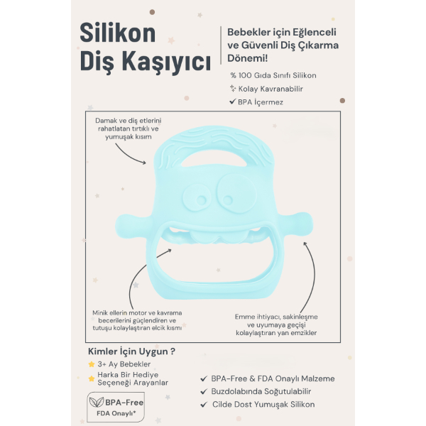 Mavi Bebek Silikon Diş Kaşıyıcı    