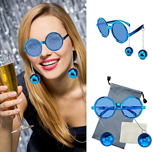 Mavi Disko Toplu Küpeli Parti Gözlüğü