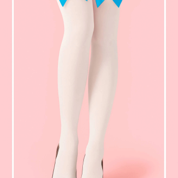 Mavi Fiyonklu Beyaz Jartiyer Çorabı TM1381