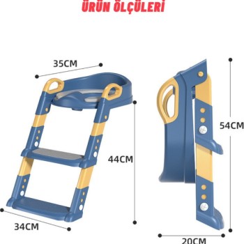 Mavi Merdivenli Çocuk Klozet Tuvalet Eğitimi Aparatı 