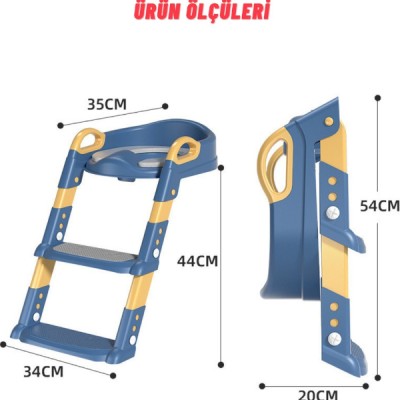 Mavi Merdivenli Çocuk Klozet Tuvalet Eğitimi Aparatı 