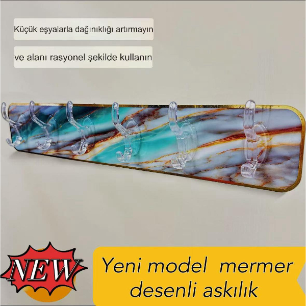 Mermer Desenli Yapışkanlı Askılık 