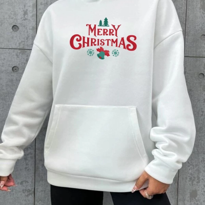 Merry Chrıstmas Sweatshirt  Hodie - Beyaz -