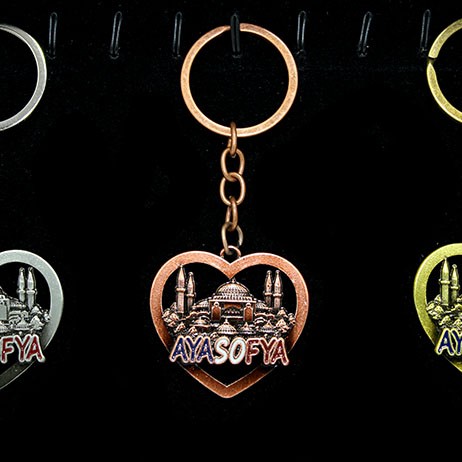 Metal Ayasofya Anahtarlık Kalp Tasarımlı 