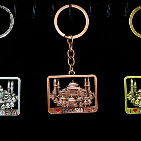 Metal Ayasofya Anahtarlık Kare Tasarım