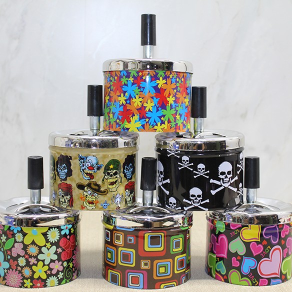 Metal Renkli Basmalı Küllük Yuvarlak 