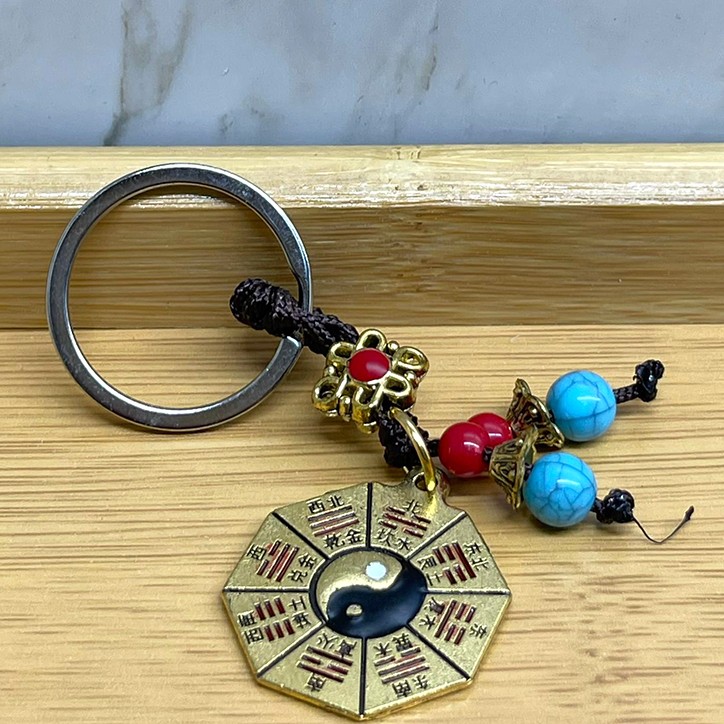 Metal Renkli Yin Yang Anahtarlık 