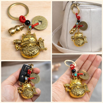 Metal Şans Ve Bereket Kedisi Anahtarlık Model 1 