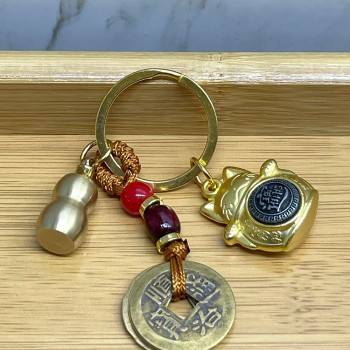 Metal Şans Ve Bereket Kedisi Anahtarlık Model 3