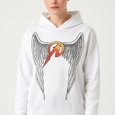 Metallica İki İplik Kapüşonlu Ön ve Arka Baskılı hoodie - Beyaz -