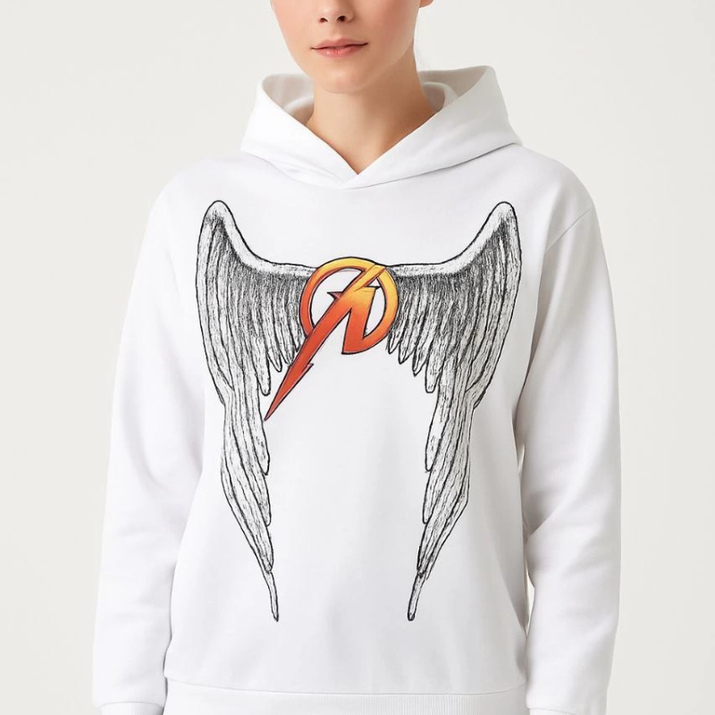 Metallica İki İplik Kapüşonlu Ön ve Arka Baskılı hoodie - Beyaz -