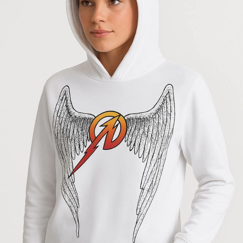 Metallica İki İplik Kapüşonlu Ön ve Arka Baskılı hoodie - Beyaz -