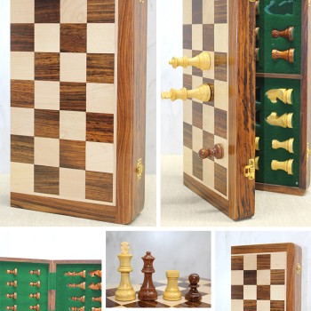 Mıknatıs Taşlı Ahşap Katlanabilir Kutulu Satranç Oyunu 40 Cm 
