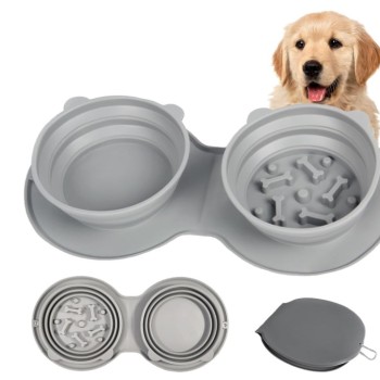 Mikopet Katlanabilir İkili Mama ve Su Kabı