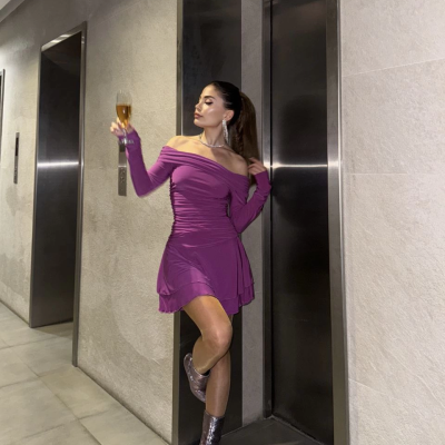 Mını Fırfırlı Elbise - Pembe -