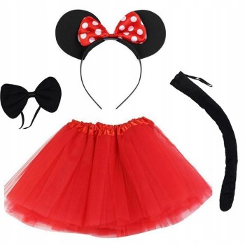 Minnie Mouse Kostüm Seti - Etek, Taç, Kuyruk, Papyon 