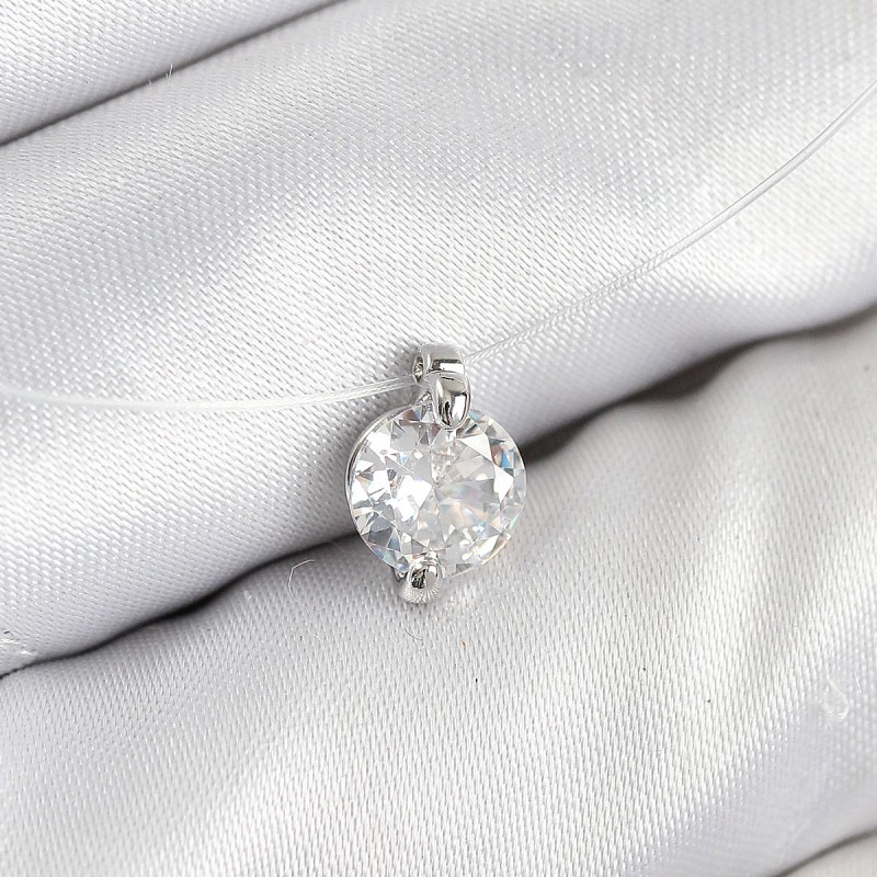 Misineli Zirkon Taşlı Model Gümüş Renk Hayalet Kolye