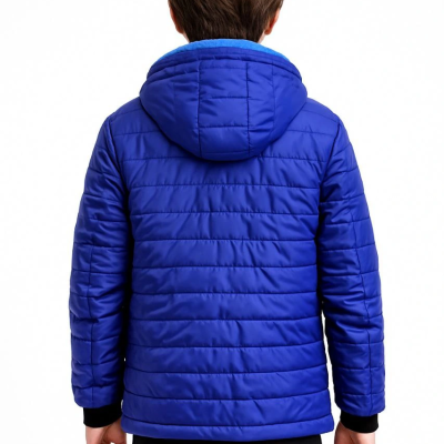 Mont İçi Pelüş kürk Astarlı, Kapüşonlu Fermuarlı Kışlık - Saks Mavisi