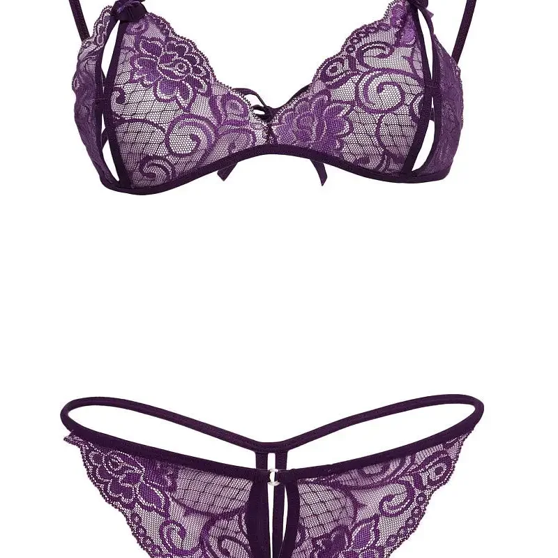 Mor Dantelli Sütyen Ve Gstring Takımı TM2087