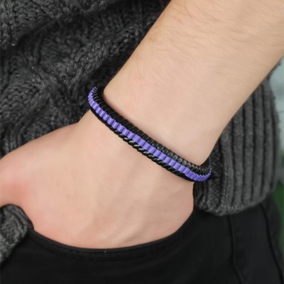 Mor Deri Erkek Bileklik