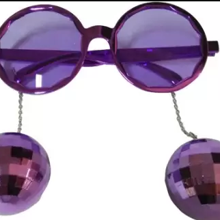 Mor Disko Topu Küpeli Parti Gözlüğü