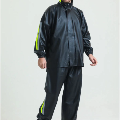 Motorcu Kurye Su Geçirmez Yağmurluk Takım - Siyah -