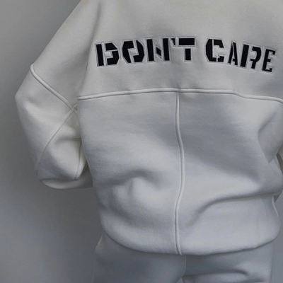 Nakış İşlemeli Üç İplik Sweat Takım- Beyaz -