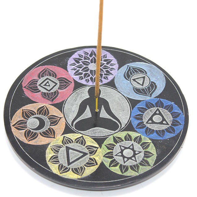 Obsidian Taşı 7 Çakra (Chakra) Tasarımı Tütsülük 