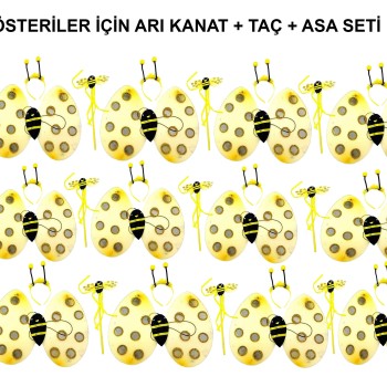 Okul Gösterileri için Arı Seti 12 Adet - Taç, Kanat, Asa