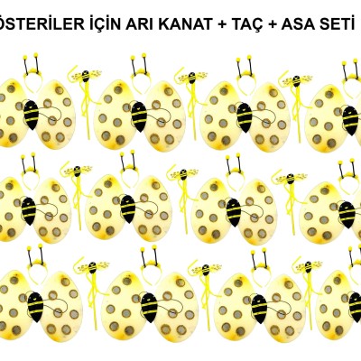 Okul Gösterileri için Arı Seti 12 Adet - Taç, Kanat, Asa